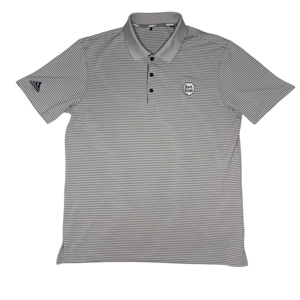 Adidas Loch Lloyd Golf Polo Gray Striped Country Club Men’s Large Kansas City